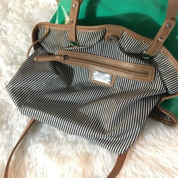 Nine West Purse Green Glossy Finish Double Handle Shoulder Bag - Picture 6 of 8